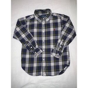 Ralph Lauren Kids Plaid Shirt Long Sleeve Button Down Size S Blue Green